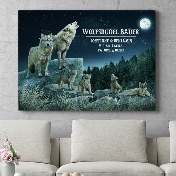 Personalisiertes Wandbild Wolfsrudel