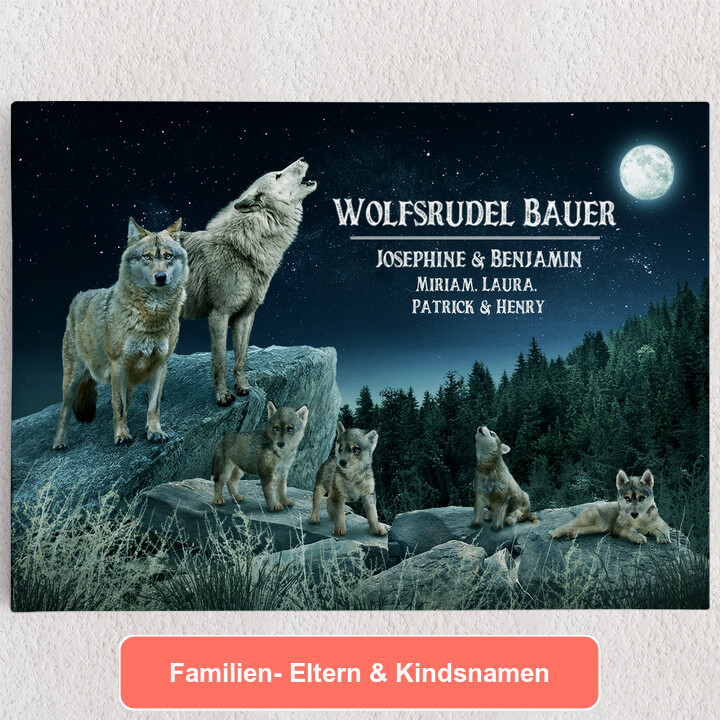 Personalisiertes Leinwandbild Wolfsrudel