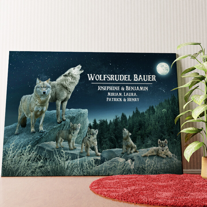 Wolfsrudel Wandbild personalisiert