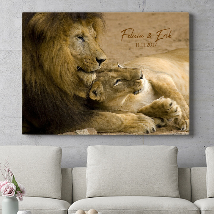 Personalisiertes Wandbild Lion Love