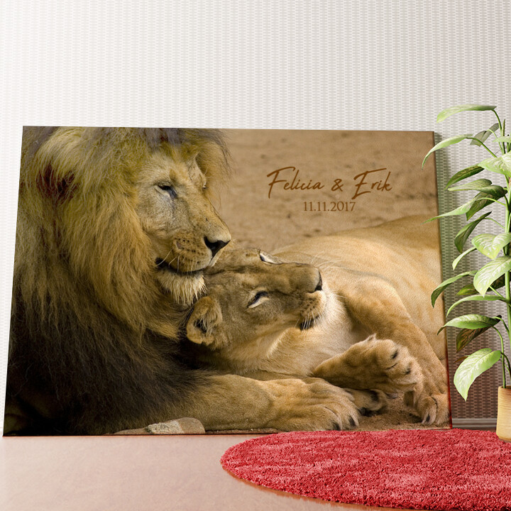Lion Love Wandbild personalisiert