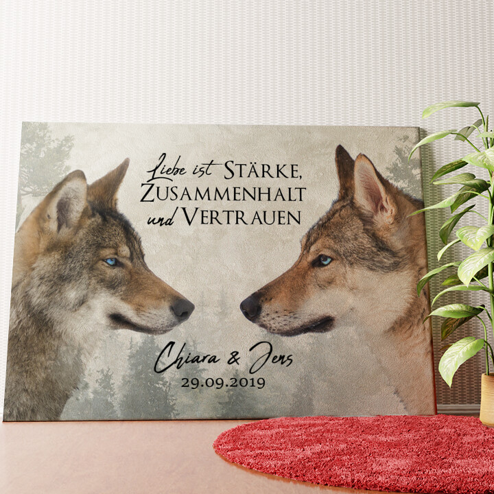 Wolf Love Wandbild personalisiert