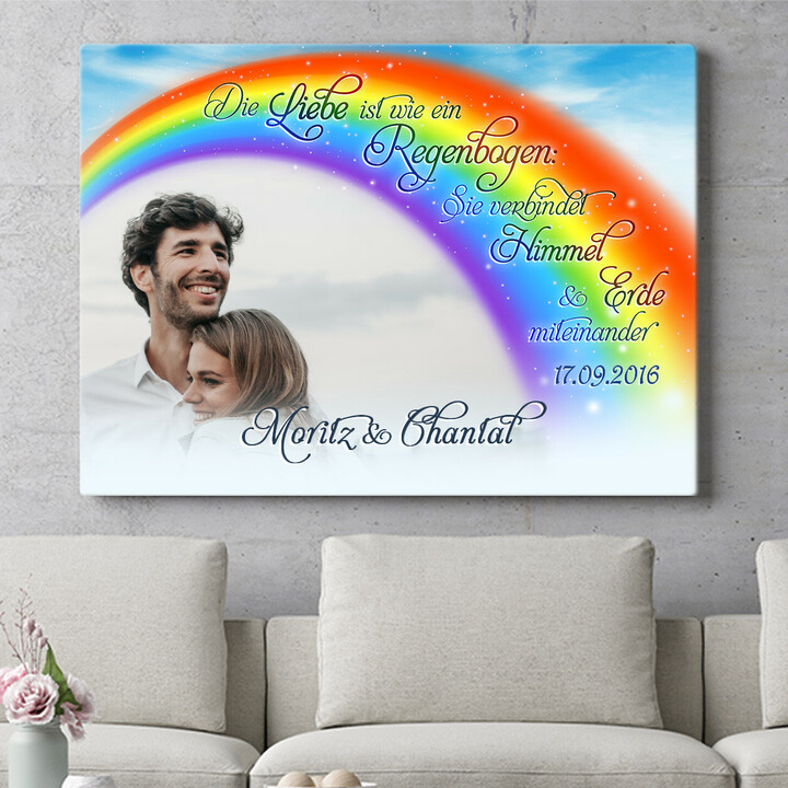 Personalisiertes Wandbild Liebe unter dem Regenbogen