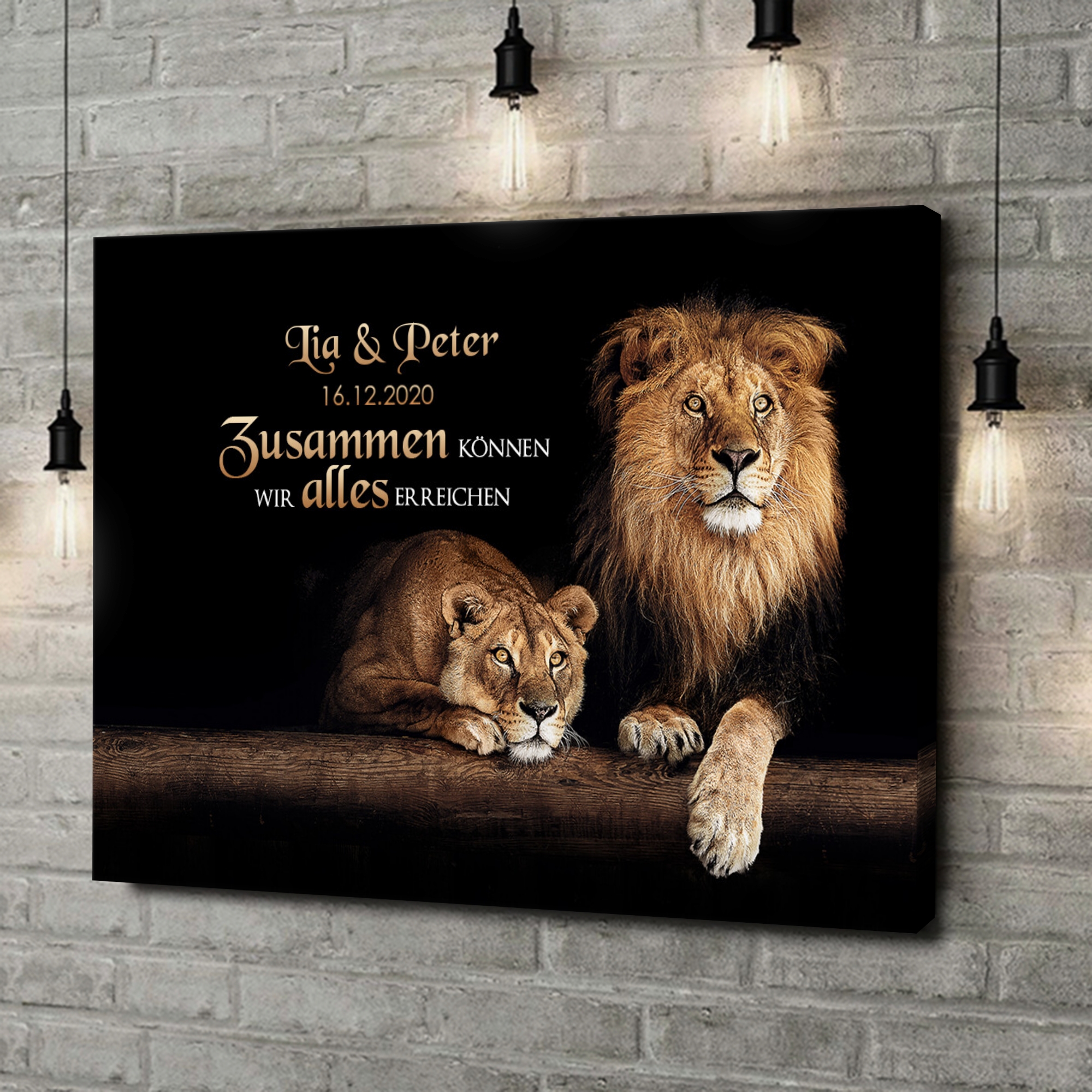 Liebesleinwand als Geschenk Löwenpaar