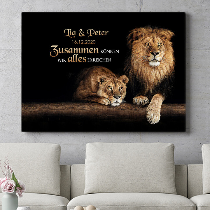 Personalisiertes Wandbild Löwenpaar