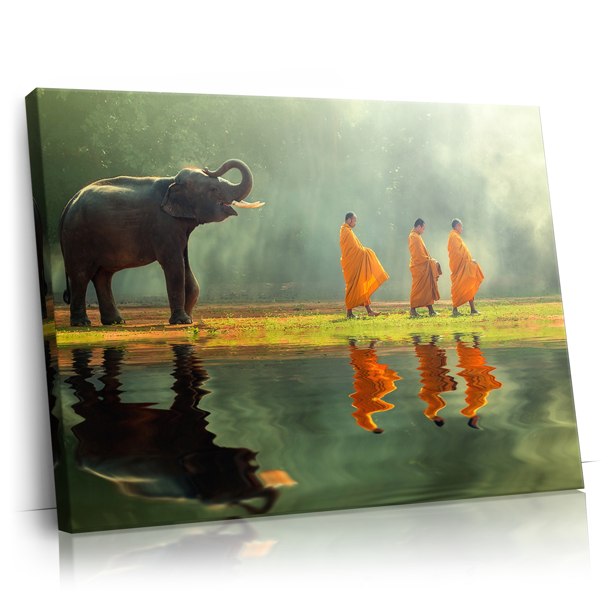Personalisierbares Geschenk Mönche mit Elefant