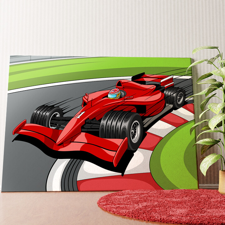 Formel 1 Rennwagen Wandbild personalisiert