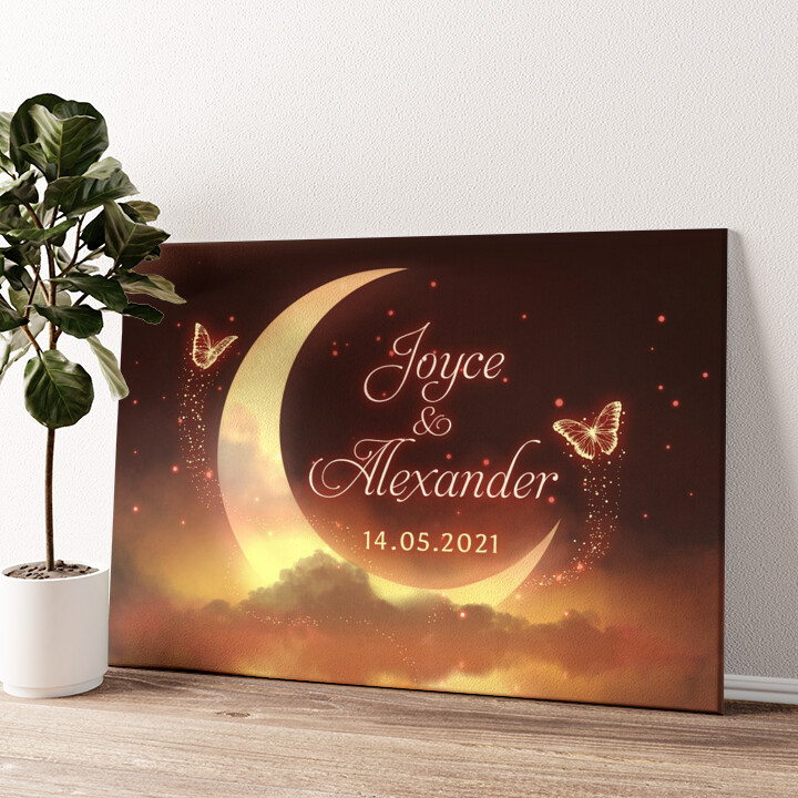 Leinwandbild personalisiert Romantischer Mondschein