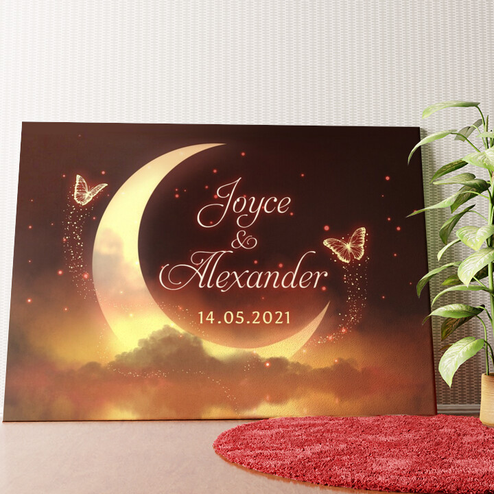 Romantischer Mondschein Wandbild personalisiert