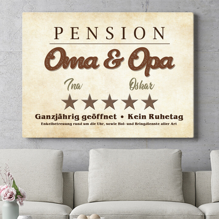 Personalisiertes Wandbild Pension Oma & Opa