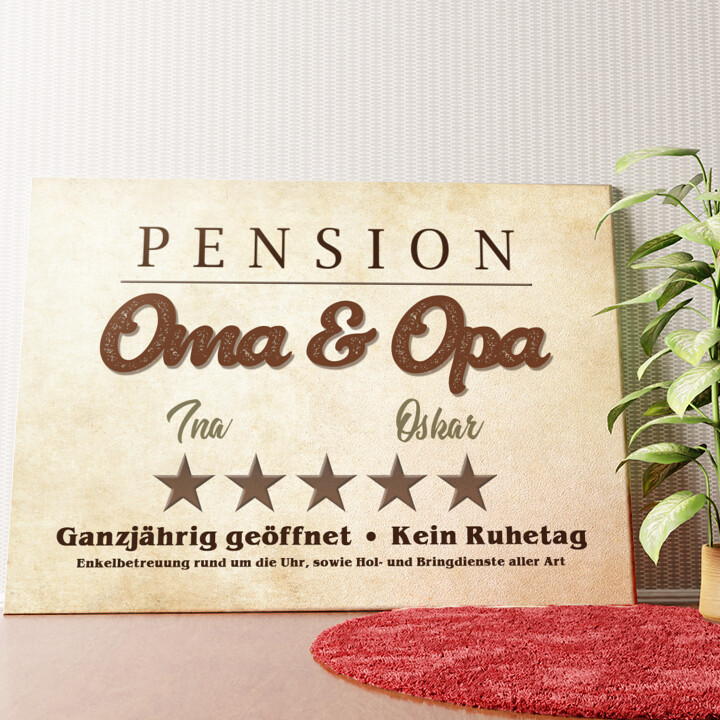 Pension Oma & Opa Wandbild personalisiert