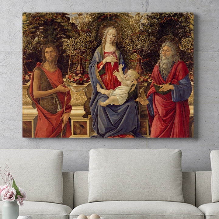 Personalisiertes Wandbild Thronende Maria mit dem Kind und den beiden Johannes