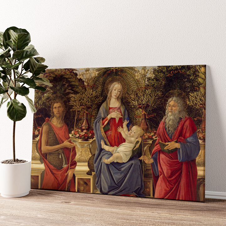 Leinwandbild personalisiert Thronende Maria mit dem Kind und den beiden Johannes