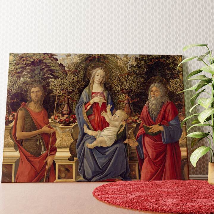 Thronende Maria mit dem Kind und den beiden Johannes Wandbild personalisiert