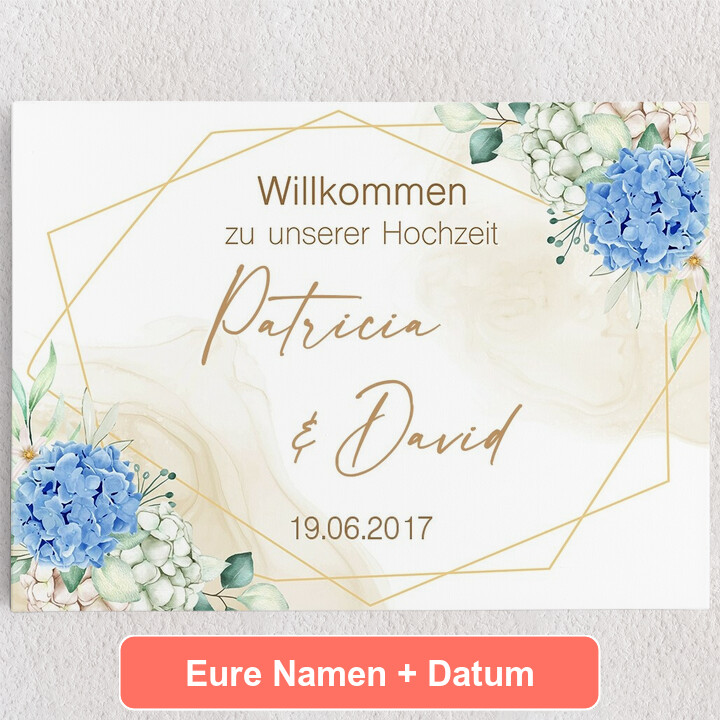 Personalisiertes Leinwandbild Florale Hochzeit