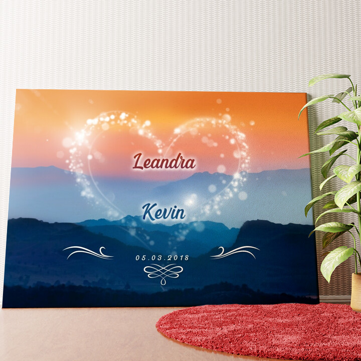 Romantische Berge Wandbild personalisiert
