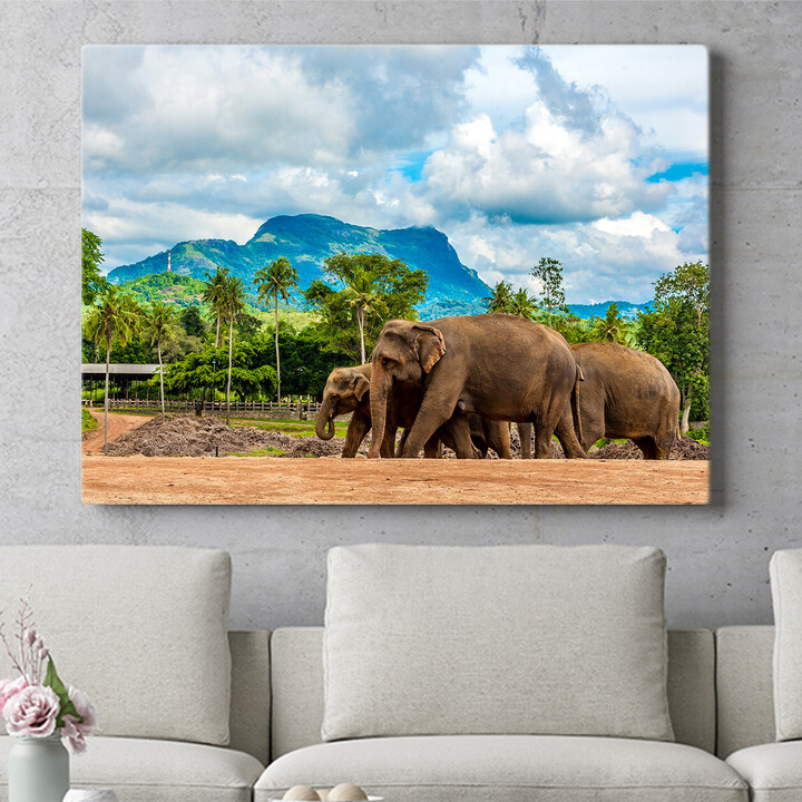 Personalisiertes Wandbild Elefanten in Sri Lanka