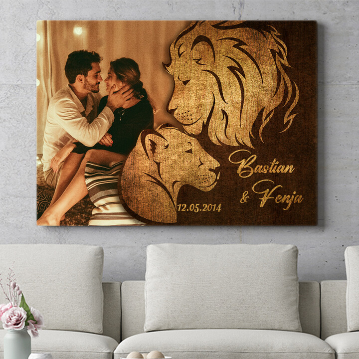 Personalisiertes Wandbild Löwen der Liebe