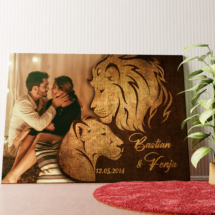 Löwen der Liebe Wandbild personalisiert