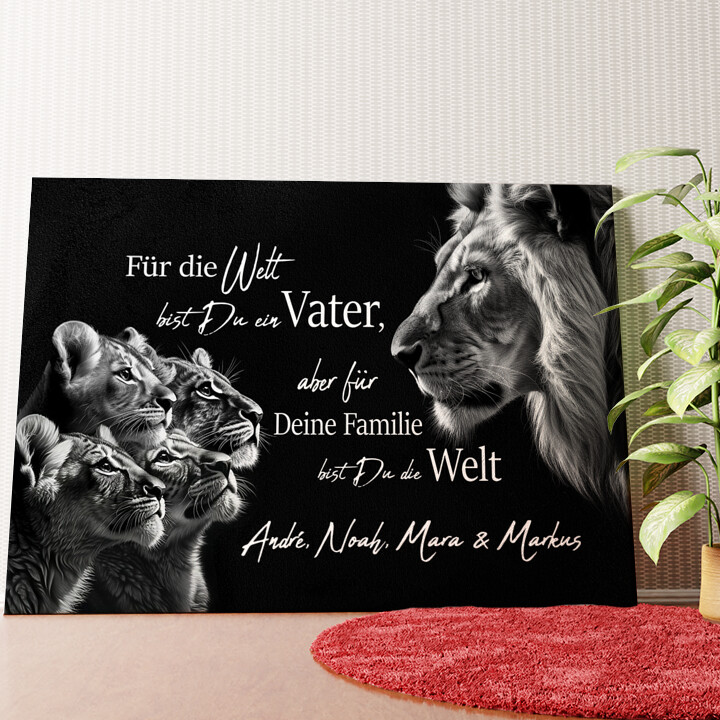 Löwenpapa Wandbild personalisiert