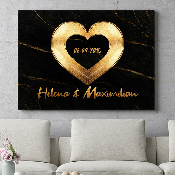 Personalisiertes Wandbild Goldenes Herz der Liebe