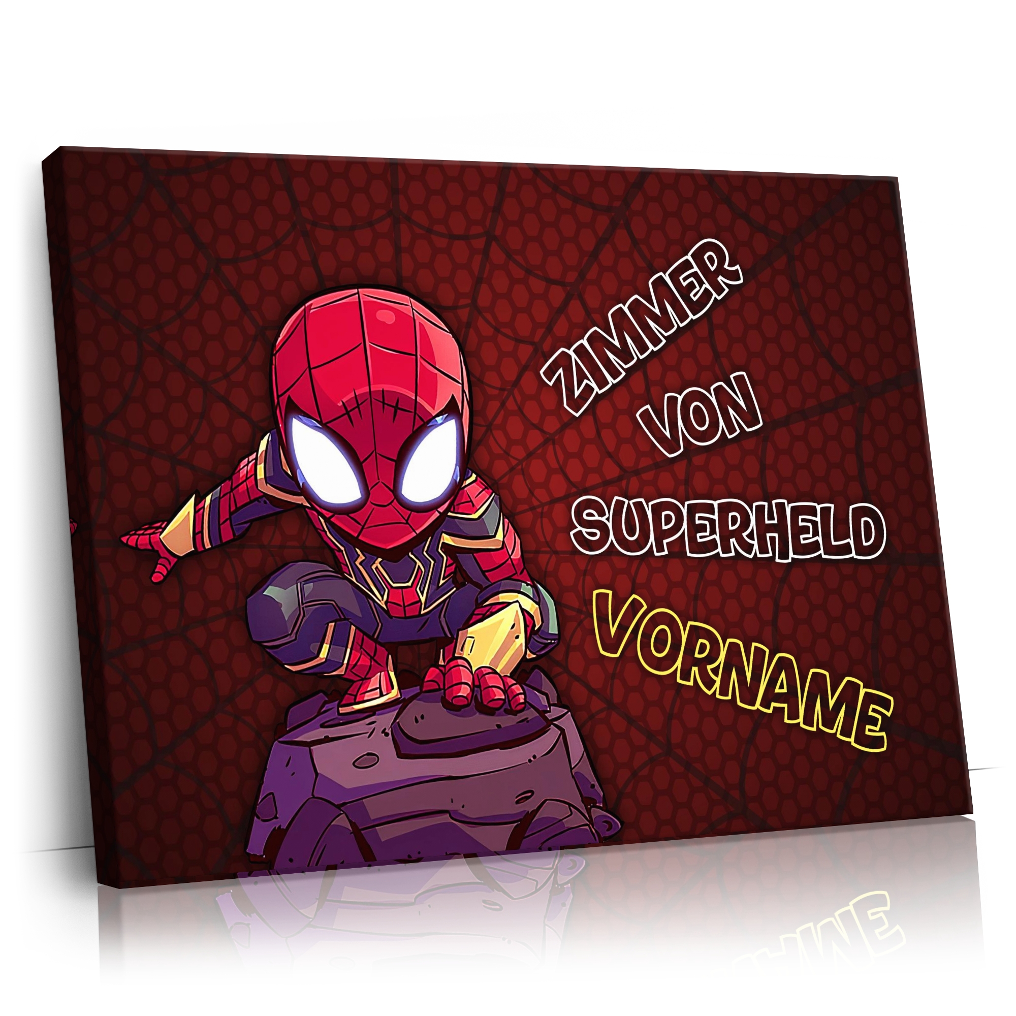 Personalisierbares Geschenk Superheld mit Netz Rot