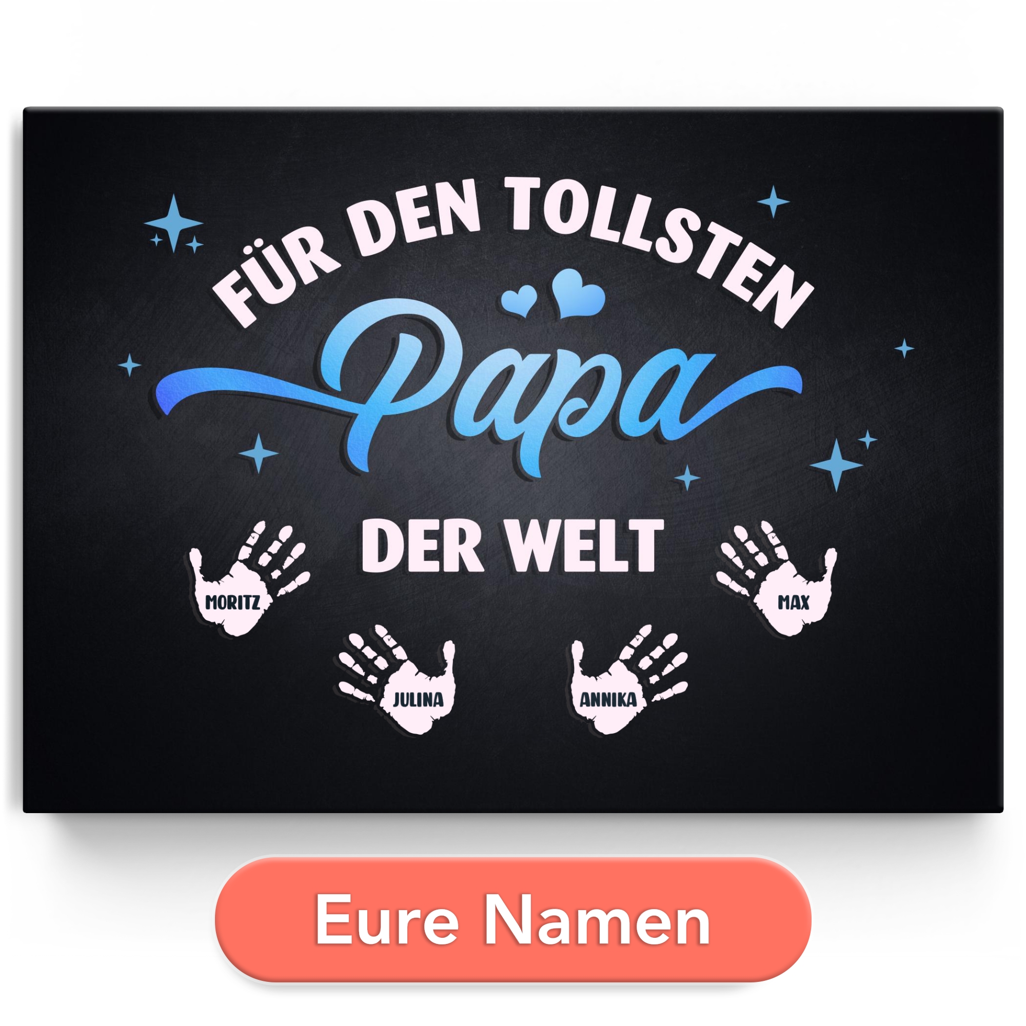 Personalisiertes Leinwandbild Kinderhände für Papa