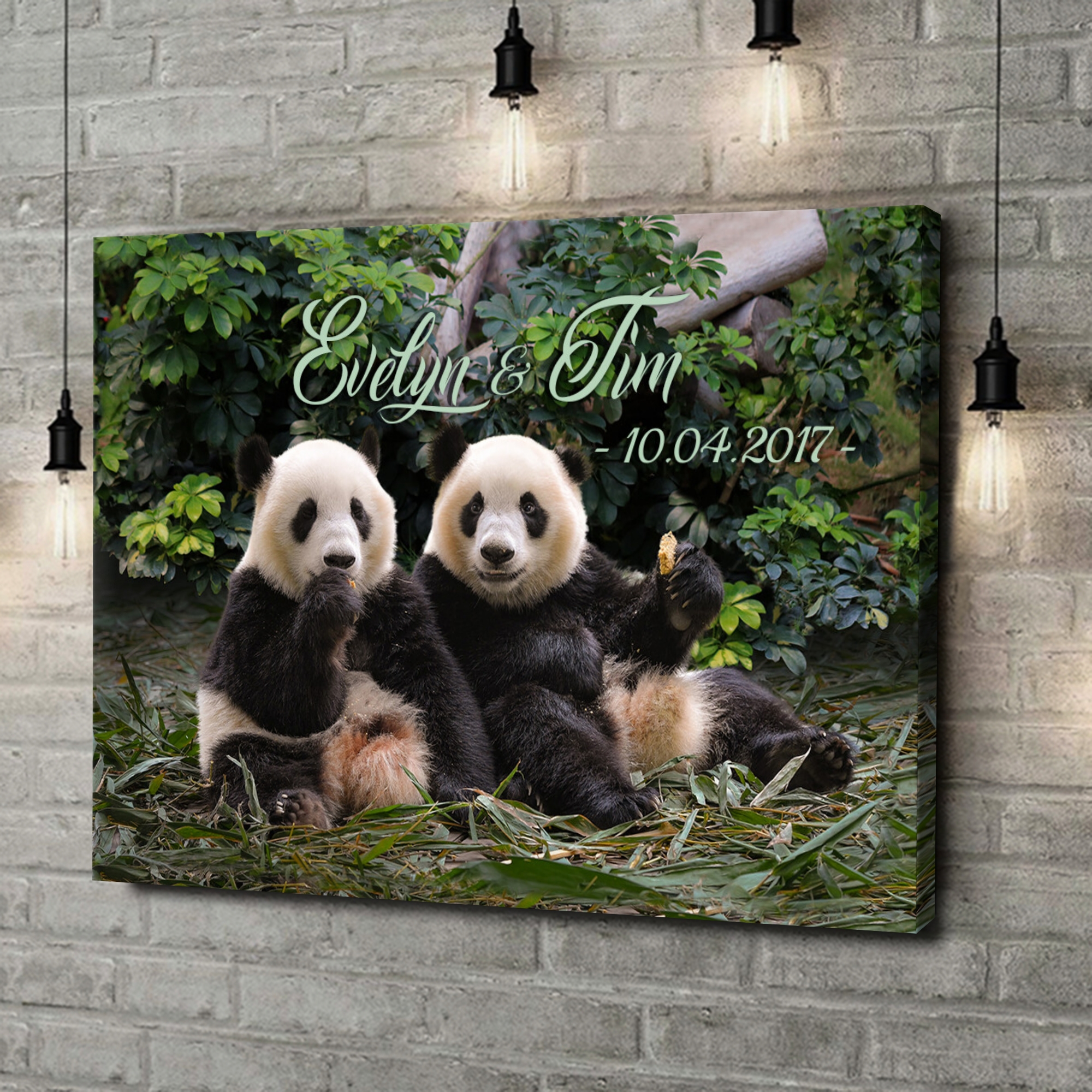 Liebesleinwand als Geschenk Pandabären