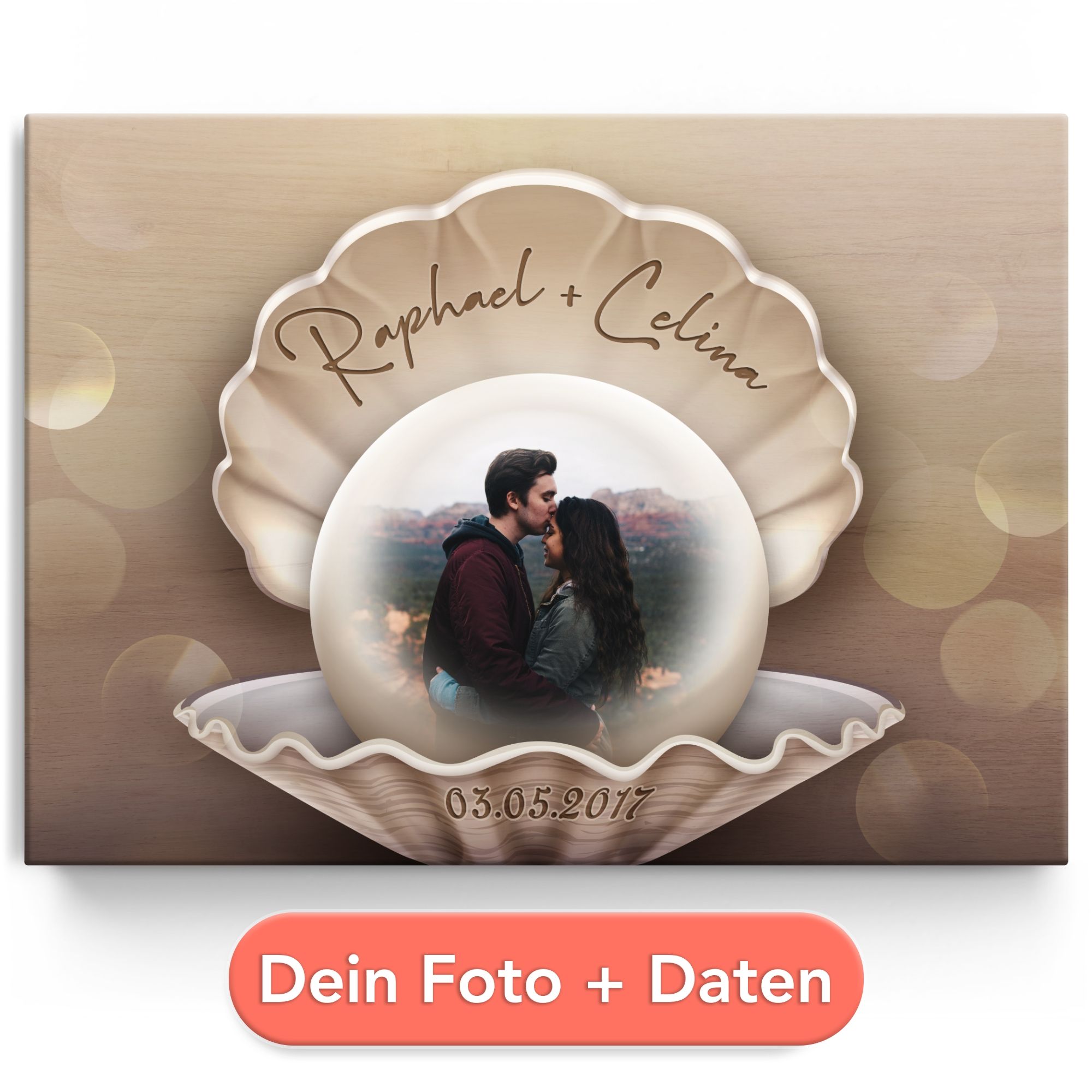 Personalisiertes Leinwandbild Glücksperle