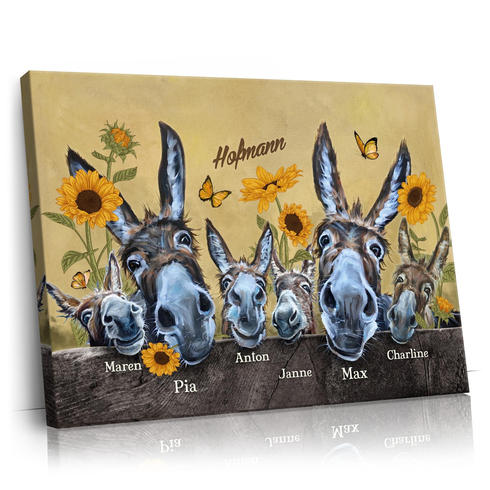 Personalisierbares Geschenk Eselfamilie