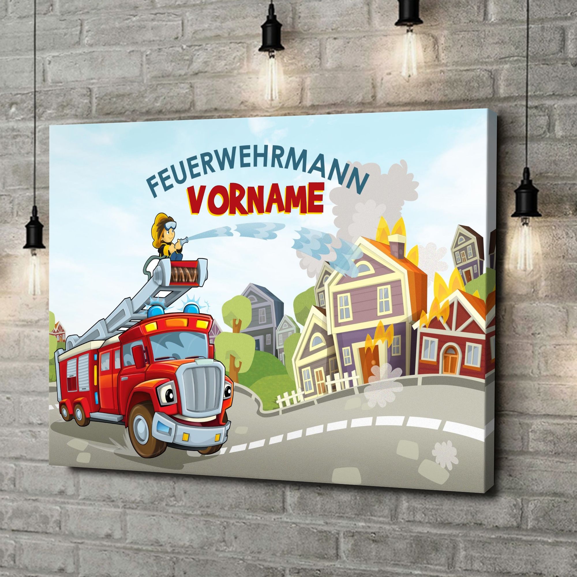 Liebesleinwand als Geschenk Feuerwehrmann im Einsatz