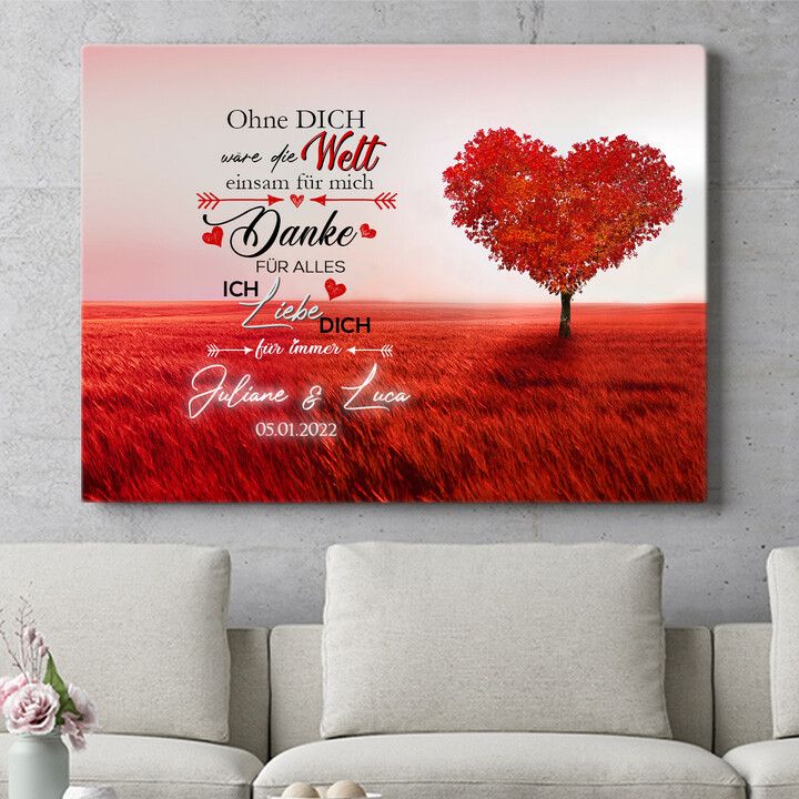 Personalisiertes Wandbild Ich liebe Dich