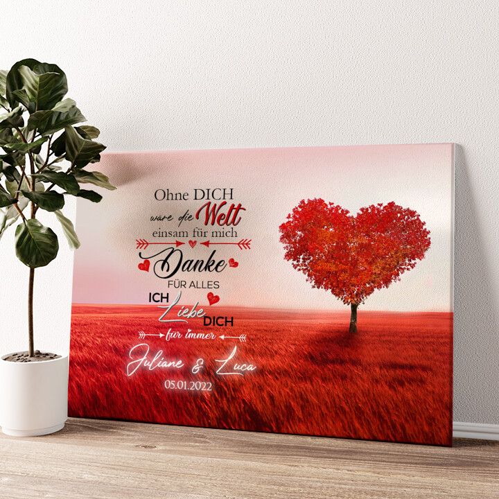 Leinwandbild personalisiert Ich liebe Dich