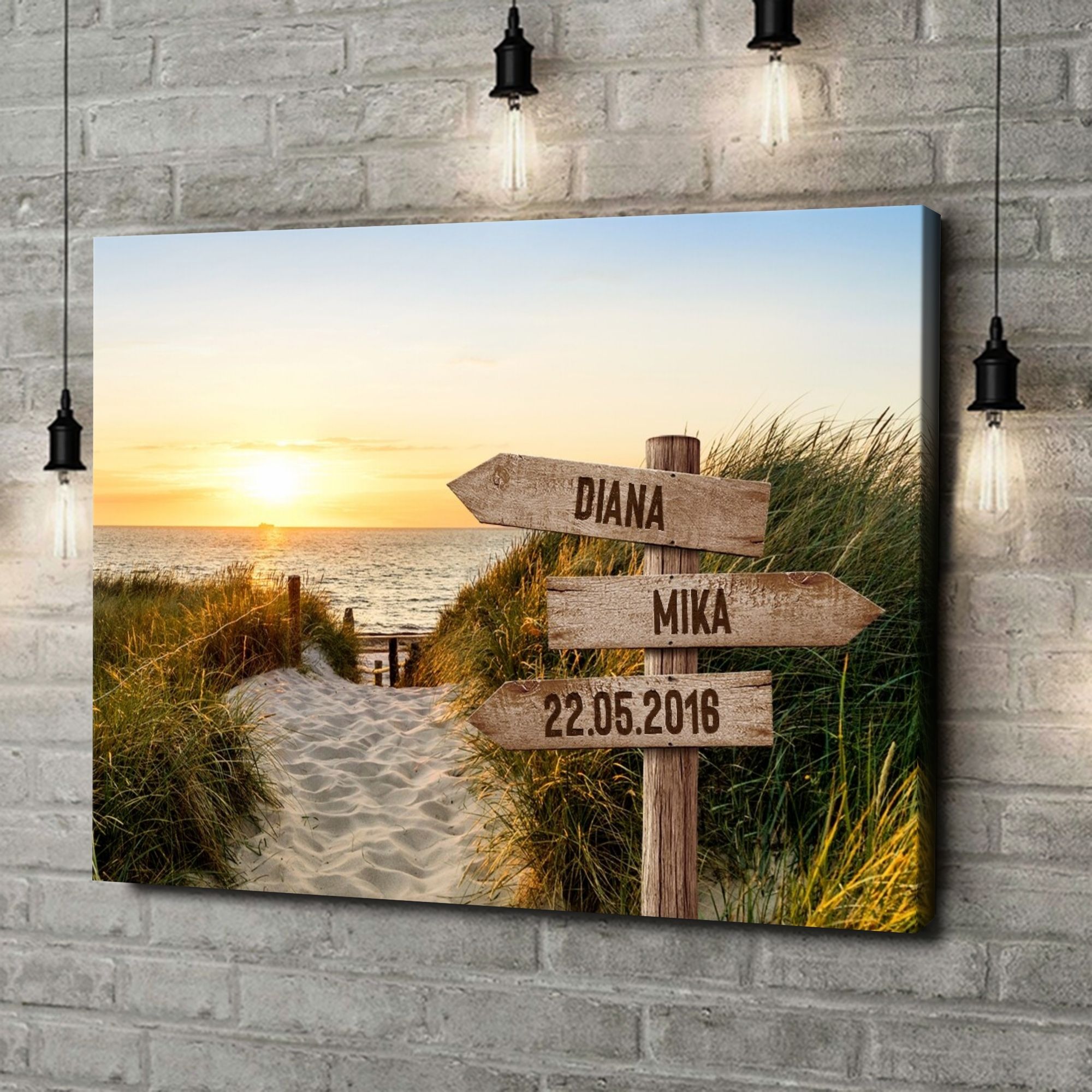 Liebesleinwand als Geschenk Wegweiser zum Glück