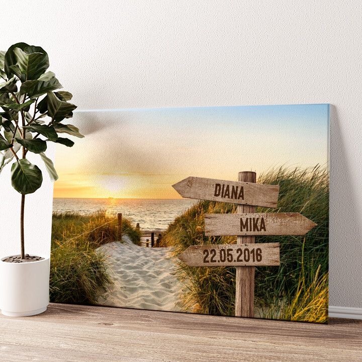 Leinwandbild personalisiert Wegweiser zum Glück