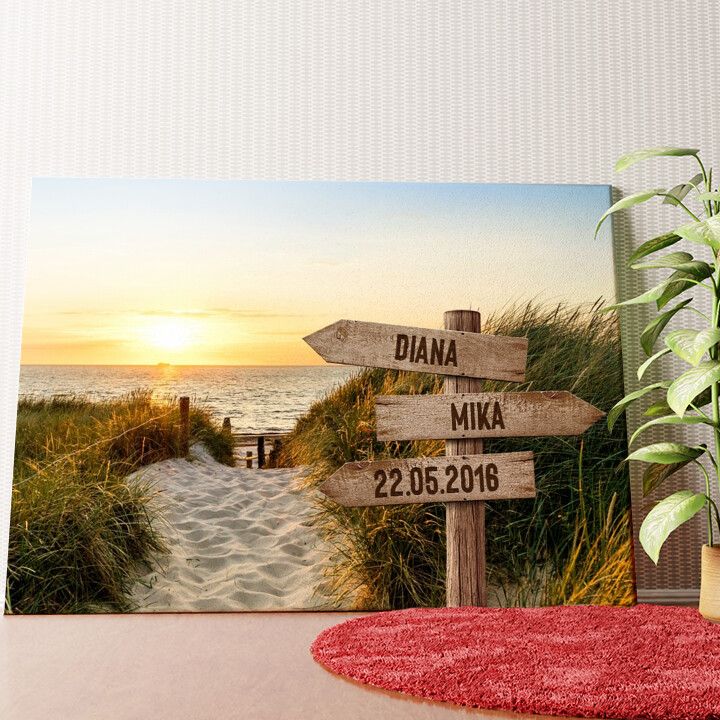 Wegweiser zum Glück Wandbild personalisiert