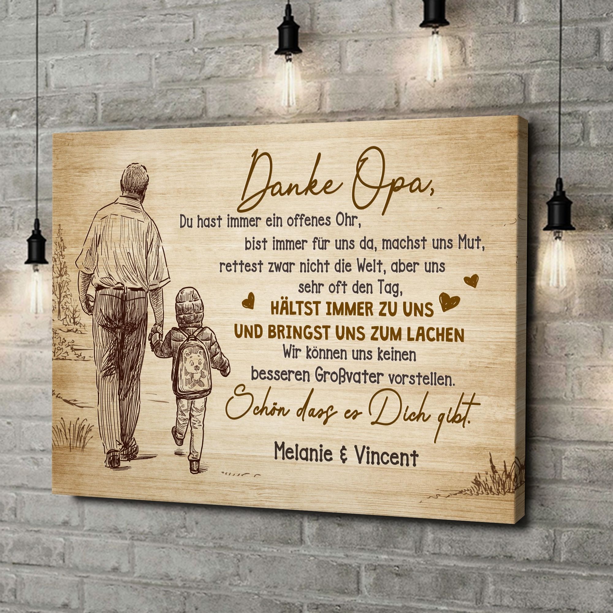 Liebesleinwand als Geschenk Danke Opa