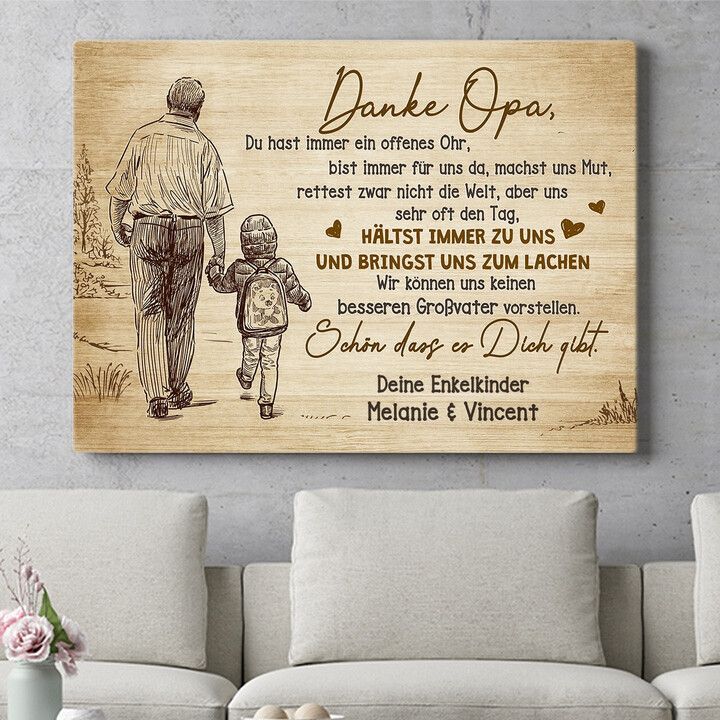 Personalisiertes Wandbild Danke Opa