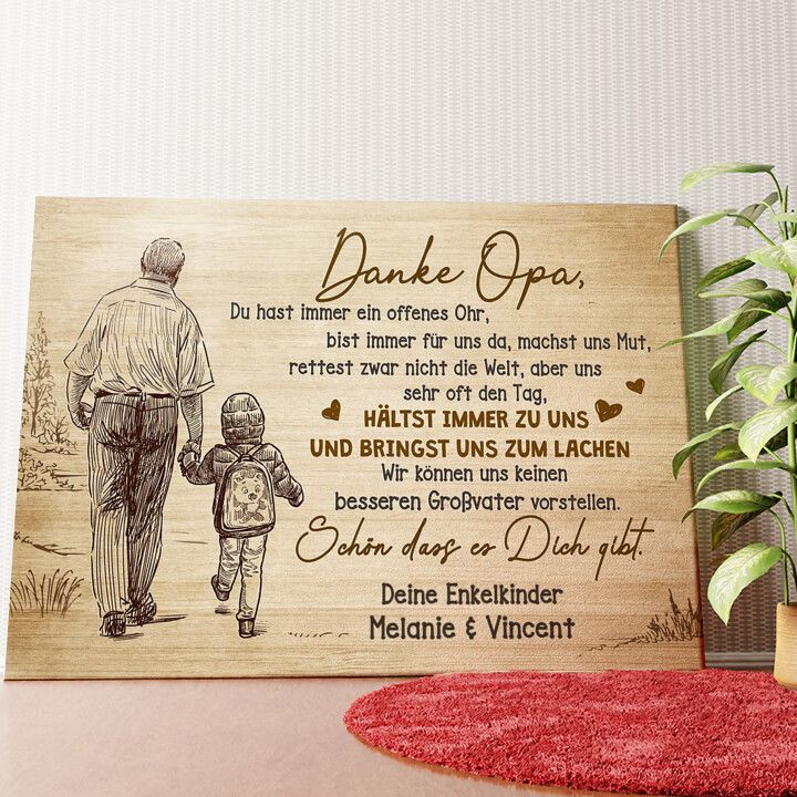 Danke Opa Wandbild personalisiert