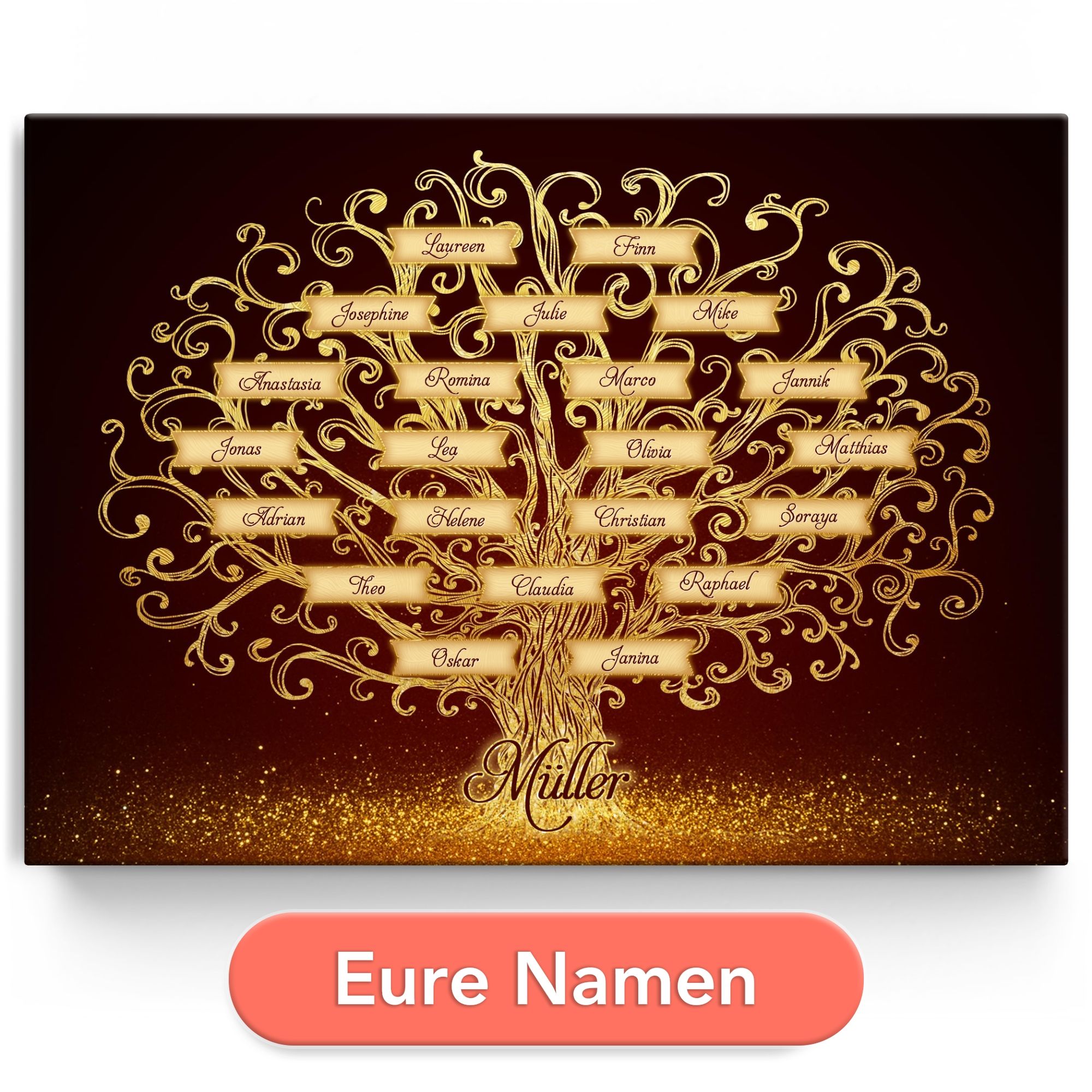 Personalisiertes Leinwandbild Stammbaum der Familie