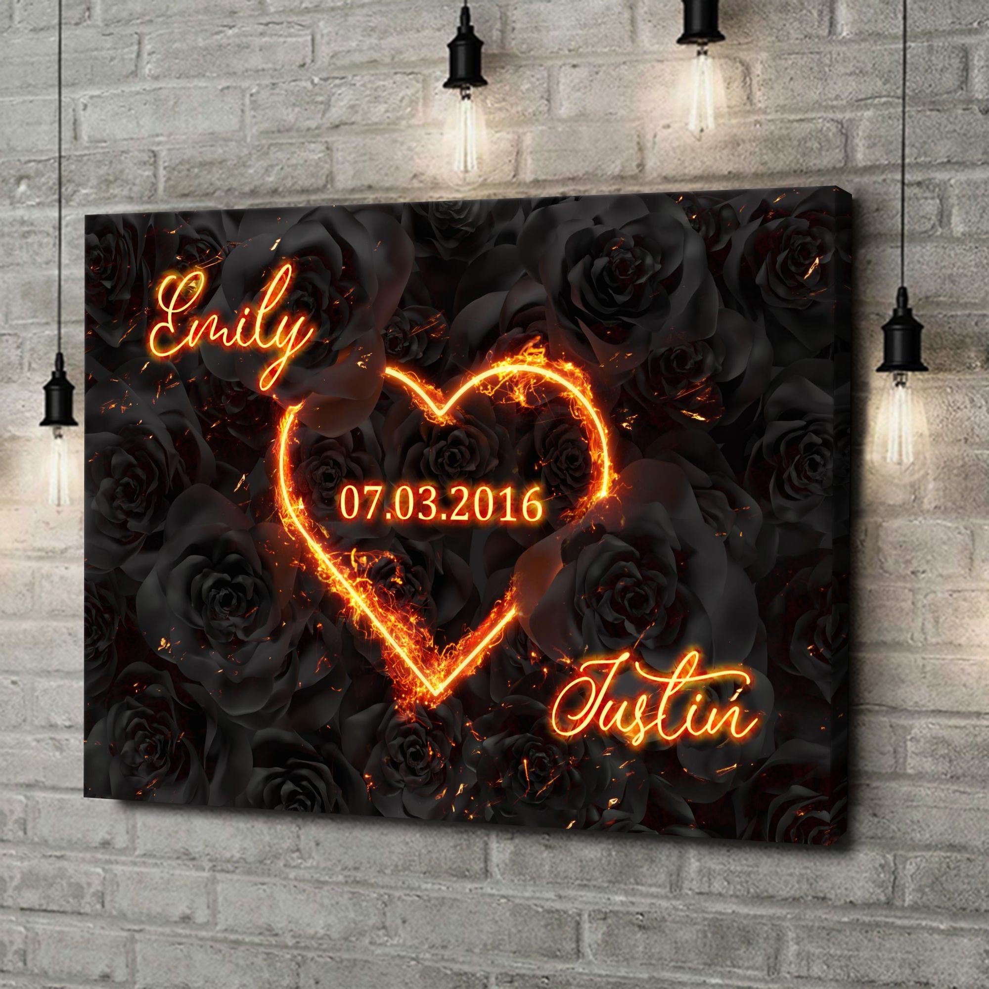 Liebesleinwand als Geschenk Flammenherz