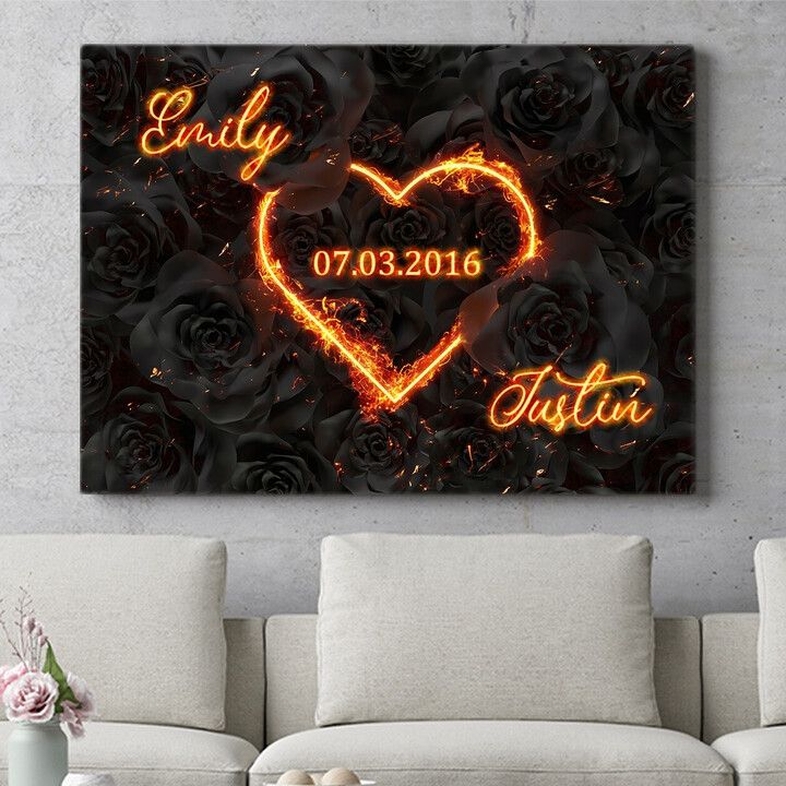 Personalisiertes Wandbild Flammenherz