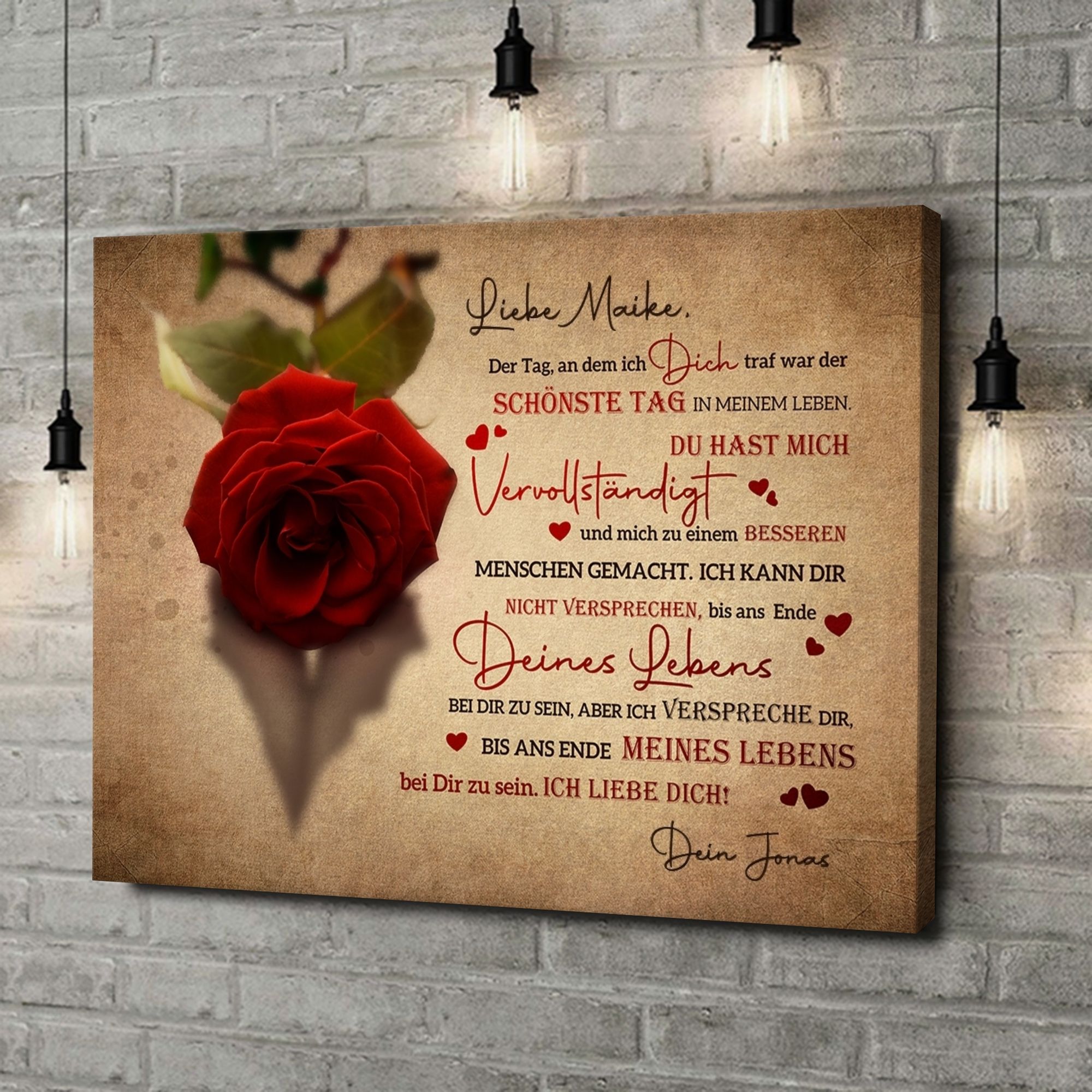 Liebesleinwand als Geschenk Verliebt in Dich