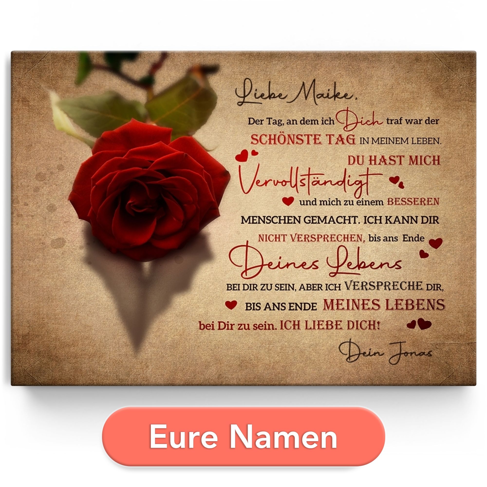 Personalisiertes Leinwandbild Verliebt in Dich