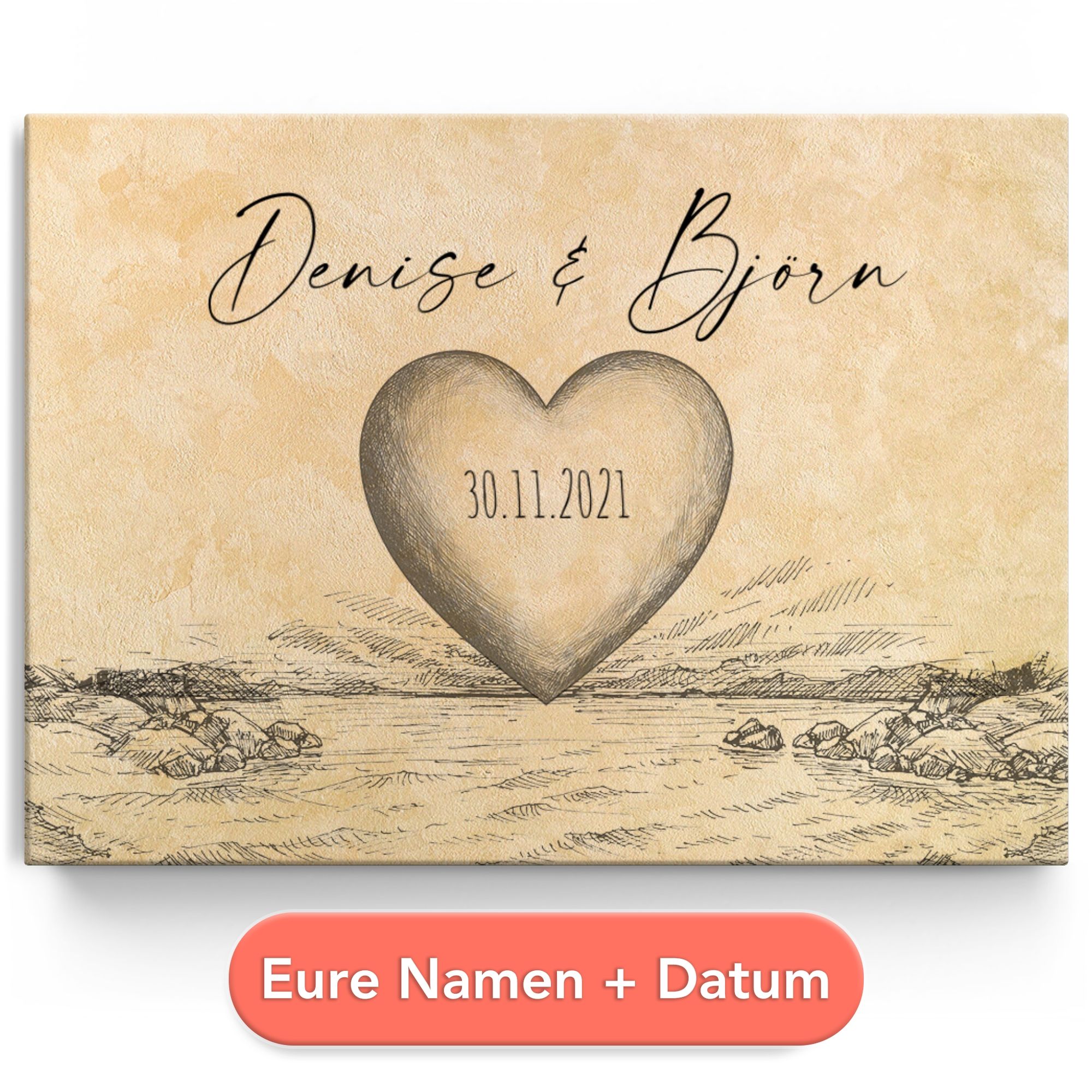 Personalisiertes Leinwandbild Himmelsherz