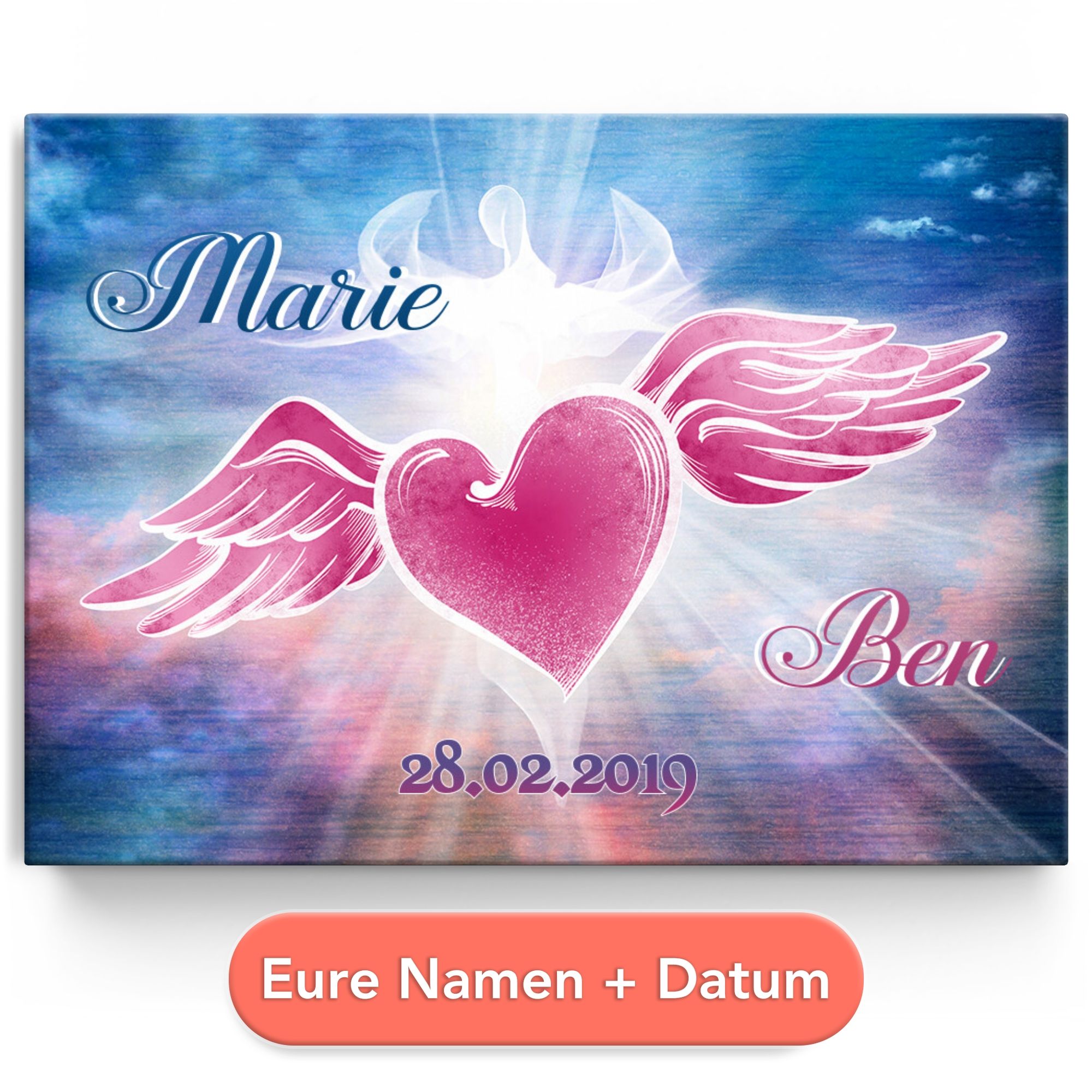 Personalisiertes Leinwandbild Engelsherz