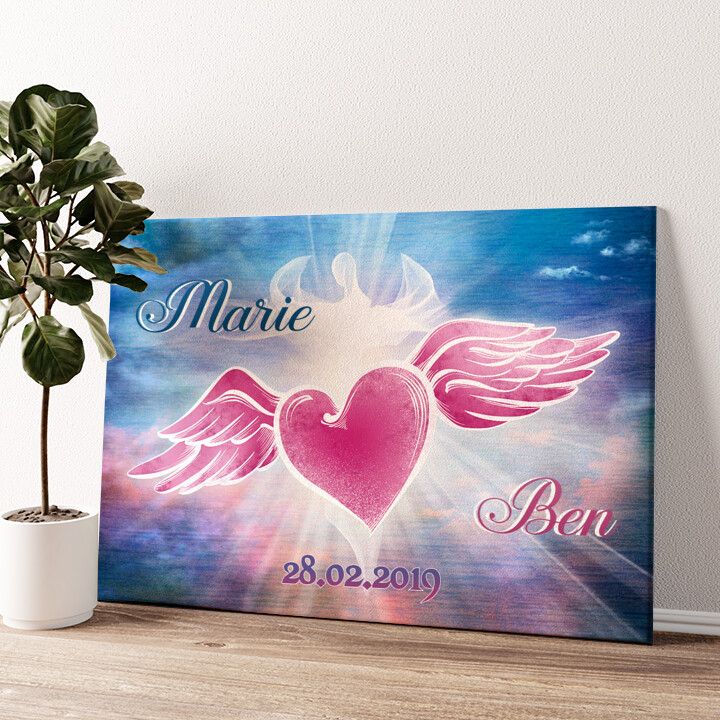 Leinwandbild personalisiert Engelsherz