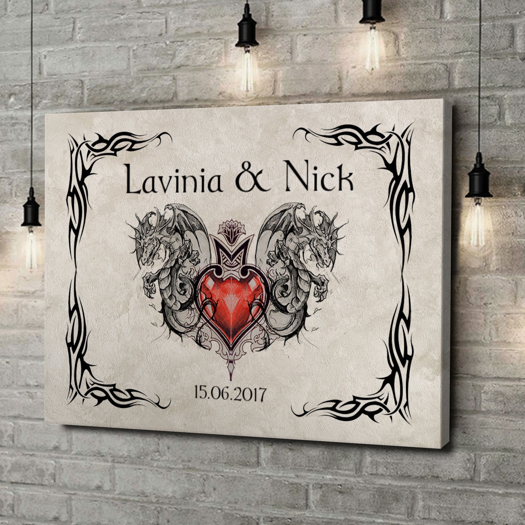 Liebesleinwand als Geschenk Drachenherz