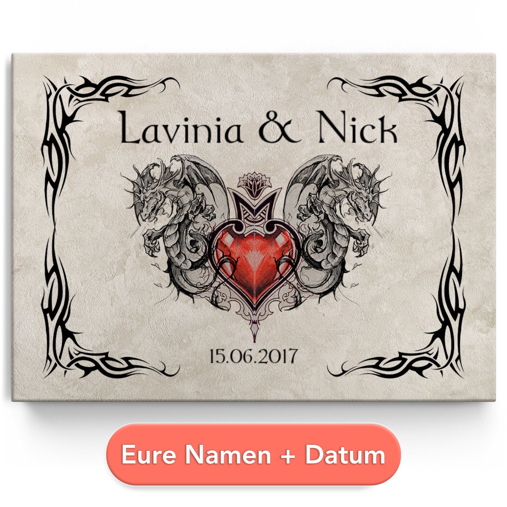 Personalisiertes Leinwandbild Drachenherz