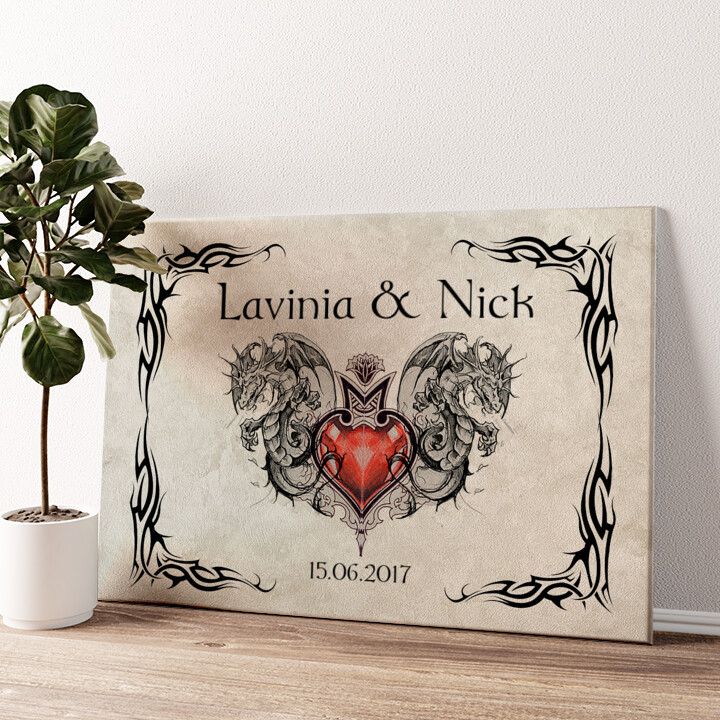 Leinwandbild personalisiert Drachenherz